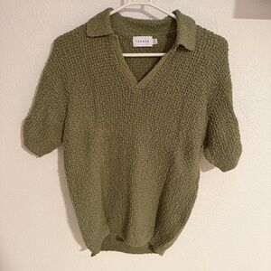 Topman Olive Green Knit Shirt